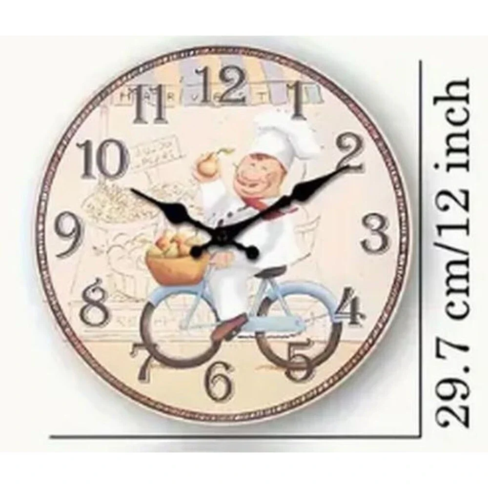 Kitchen Round Wall Wooden Clock (12